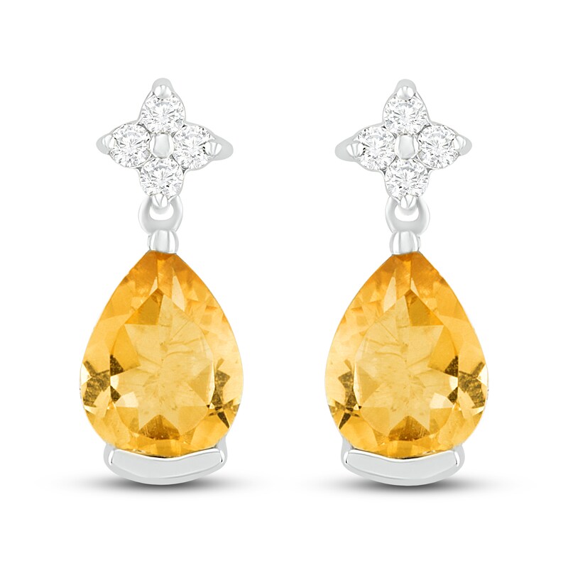 Main Image 3 of Citrine & White Lab-Created Sapphire Earrings Sterling Silver