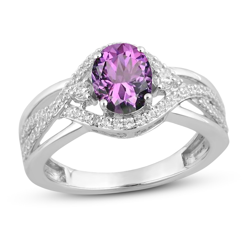 Main Image 1 of Amethyst & White Topaz Ring Sterling Silver