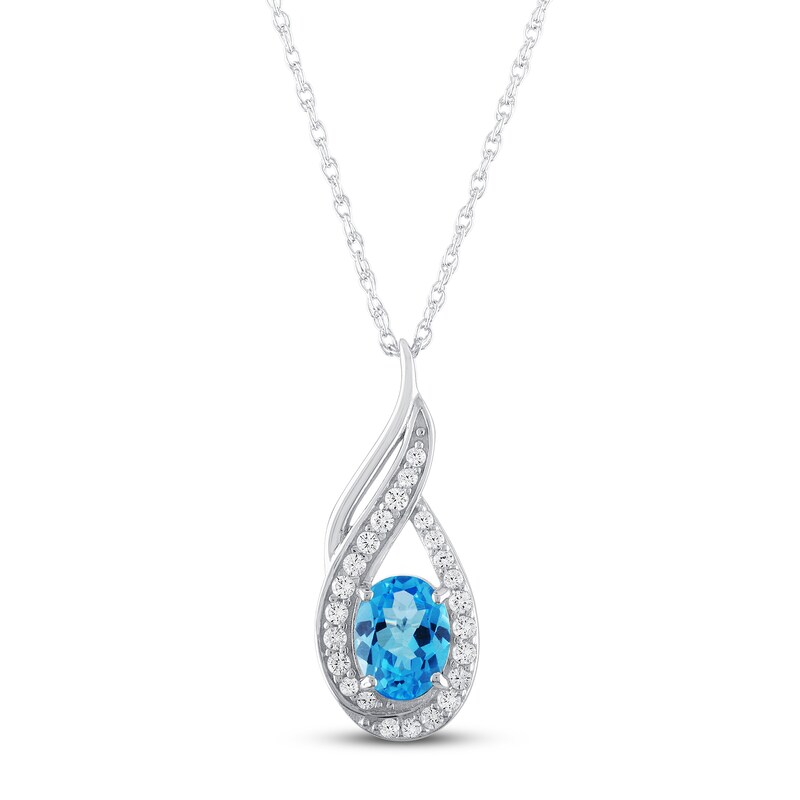 Blue Topaz & White Lab-Created Sapphire Boxed Set Sterling Silver