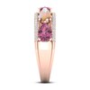 Opal & Pink Tourmaline Ring 1/6 ct tw Diamonds 10K Rose Gold