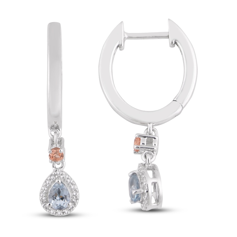Aquamarine/Morganite/White Lab-Created Sapphire Earrings Sterling Silver