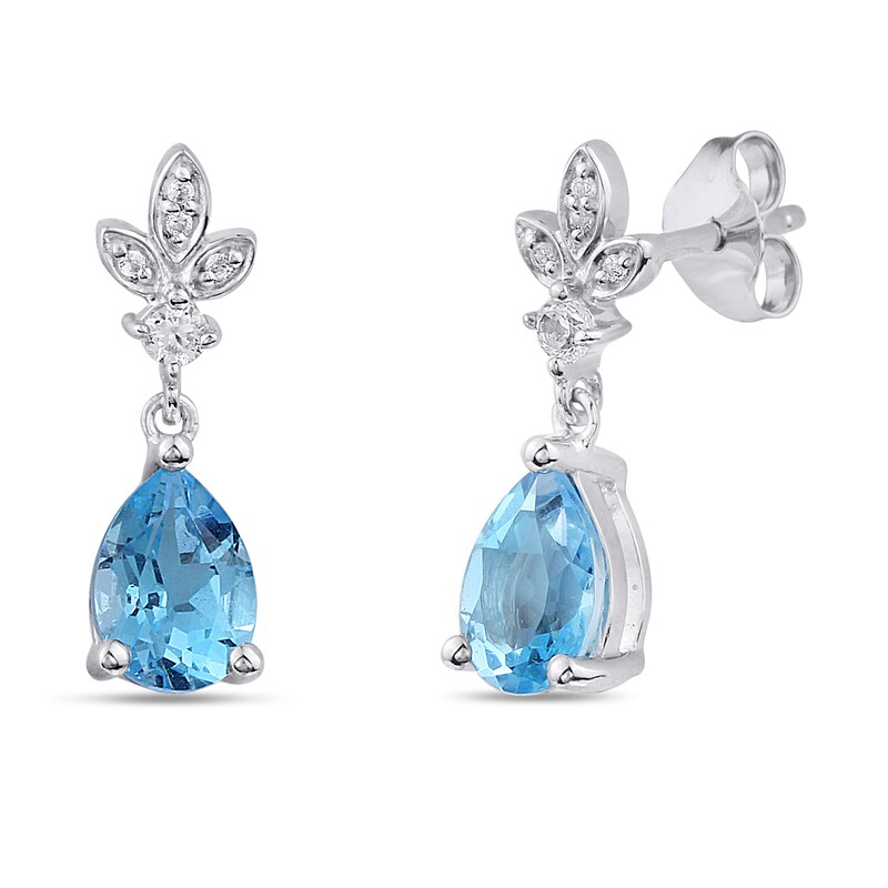 Swiss Blue Topaz & White Lab-Created Sapphire Earrings Sterling Silver