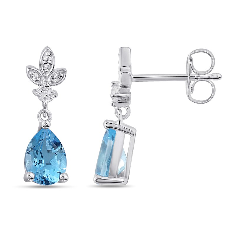 Swiss Blue Topaz & White Lab-Created Sapphire Earrings Sterling Silver
