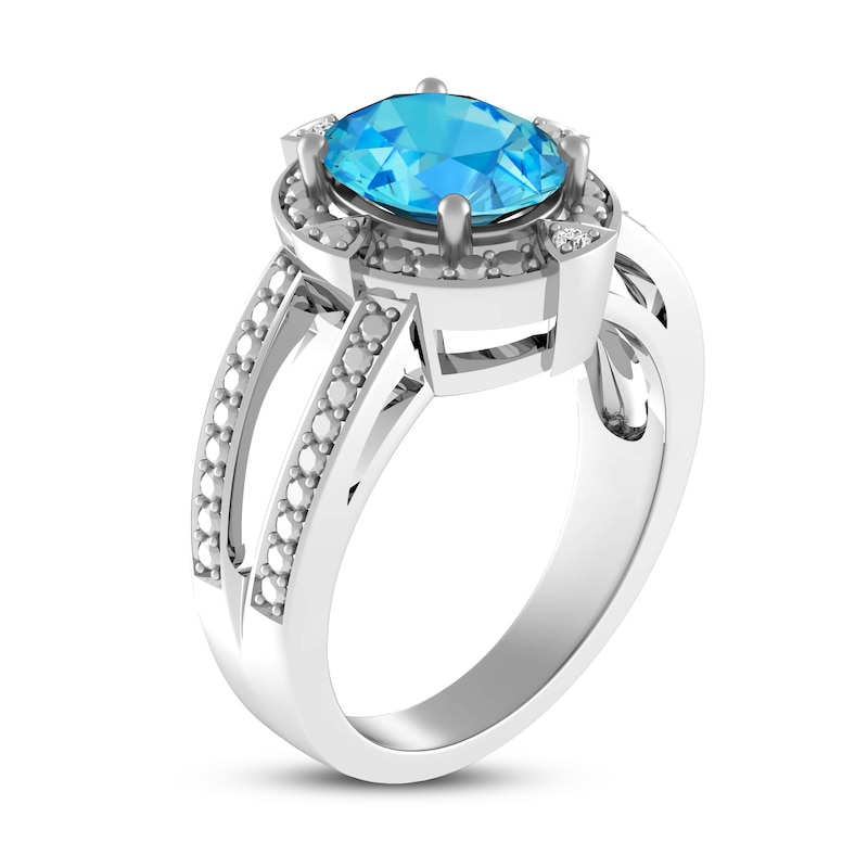 Blue Topaz & Diamond Ring Sterling Silver