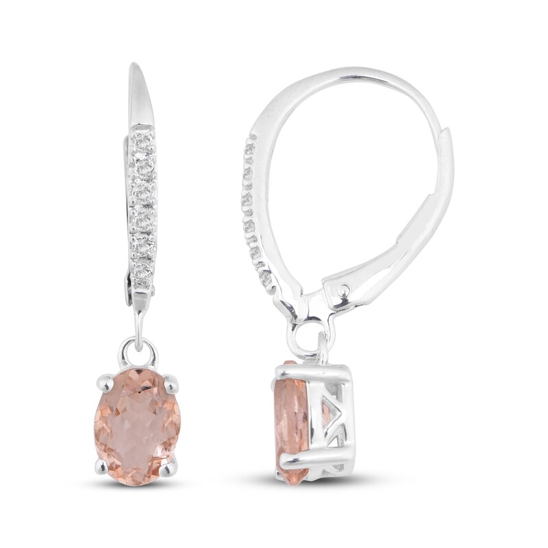 Morganite & White Topaz Drop Earrings Sterling Silver