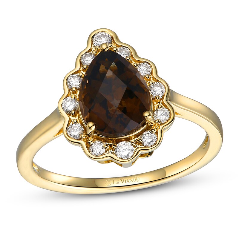 Le Vian Quartz & Diamond Ring 1/5 ct tw Round-cut 14K Honey Gold