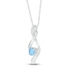 Thumbnail Image 2 of Blue Topaz & Diamond Necklace 10K White Gold 18"