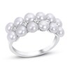 Cultured Pearl & White Topaz Ring Sterling Silver