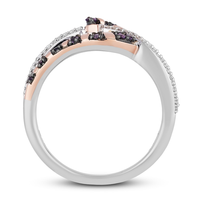 Disney Treasures Alice in Wonderland "Cheshire Cat" Amethyst & Diamond Ring 1/10 ct tw Sterling Silver & 10K Rose Gold