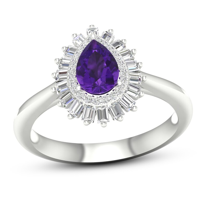 Amethyst & White Lab-Created Sapphire Ring Sterling Silver