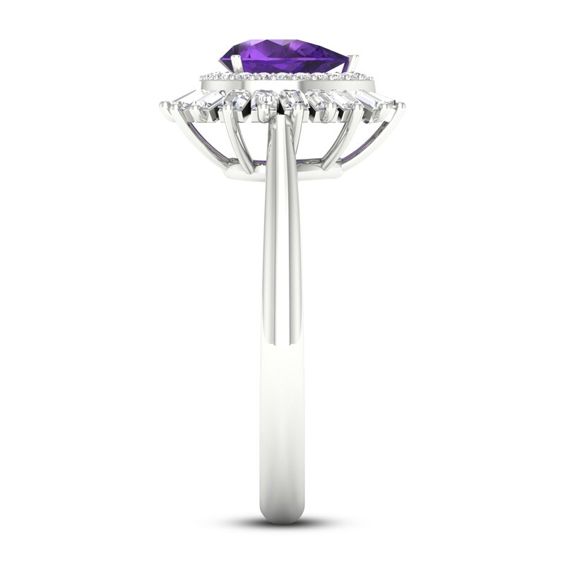 Amethyst & White Lab-Created Sapphire Ring Sterling Silver