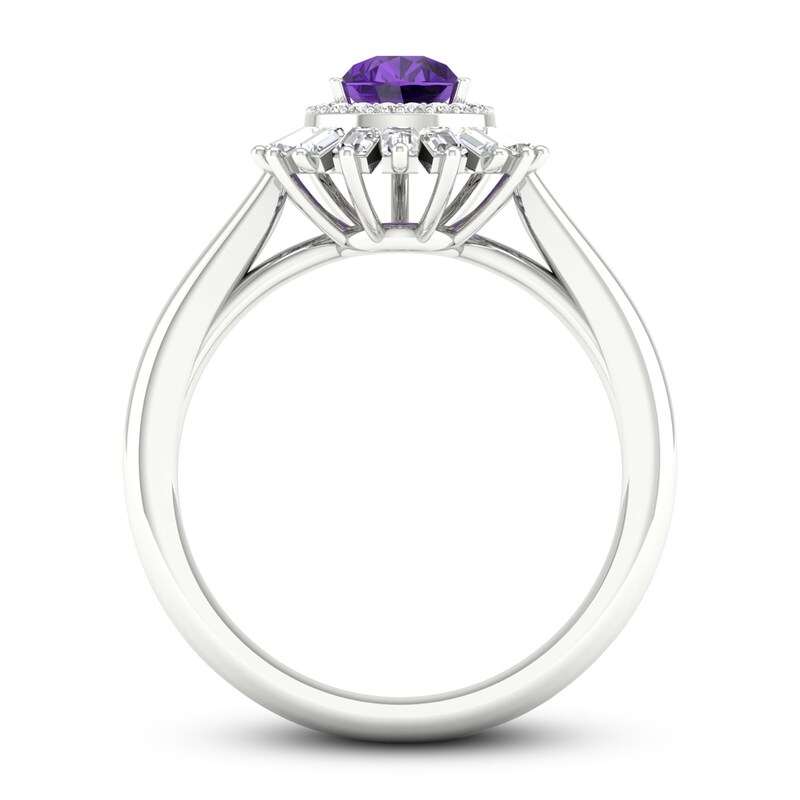 Amethyst & White Lab-Created Sapphire Ring Sterling Silver