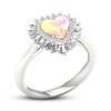 Pink Lab-Created Opal & White Lab-Created Sapphire Ring Sterling Silver