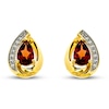Garnet & White Lab-Created Sapphire Earrings Sterling Silver/14K Yellow Gold Plating