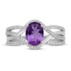 Thumbnail Image 2 of Amethyst & White Lab-Created Sapphire Ring Sterling Silver
