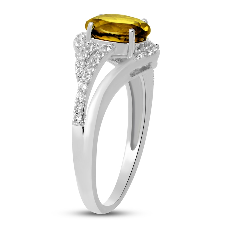 Citrine & White Lab-Created Sapphire Ring Sterling Silver