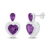 Amethyst & White Lab-Created Sapphire Heart Earrings Sterling Silver