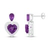 Amethyst & White Lab-Created Sapphire Heart Earrings Sterling Silver