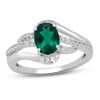 Lab-Created Emerald & White Lab-Created Sapphire Ring Sterling Silver