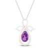 Thumbnail Image 1 of Amethyst & White Lab-Created Sapphire Angel Necklace Sterling Silver/10K Rose Gold 18"
