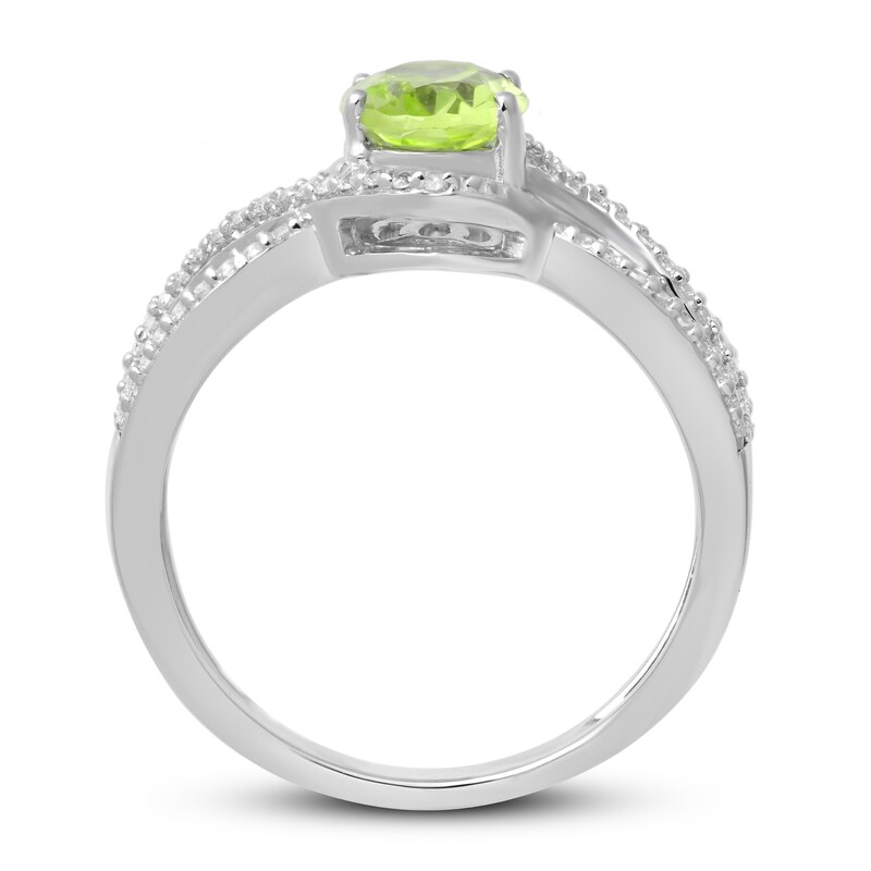Peridot & White Lab-Created Sapphire Ring Sterling Silver