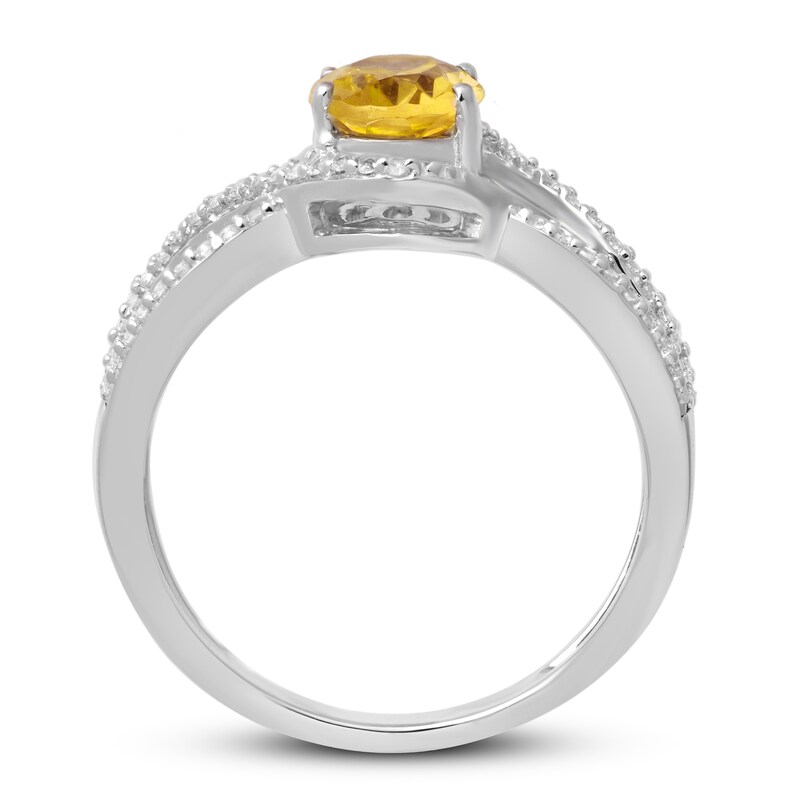 Citrine & White Lab-Created Sapphire Ring Sterling Silver