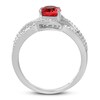 Garnet & White Lab-Created Sapphire Ring Sterling Silver