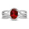 Garnet & White Lab-Created Sapphire Ring Sterling Silver