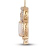 Thumbnail Image 2 of Lab-Created Opal/White Lab-Created Sapphire/Swiss Blue Topaz Owl Necklace Sterling Silver/18K Gold Plated 18"