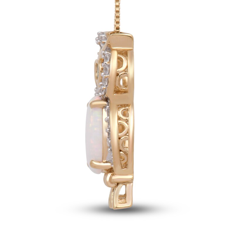 Main Image 2 of Lab-Created Opal/White Lab-Created Sapphire/Swiss Blue Topaz Owl Necklace Sterling Silver/18K Gold Plated 18"