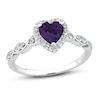 Thumbnail Image 1 of Amethyst & White Lab-Created Sapphire Heart Ring Sterling Silver