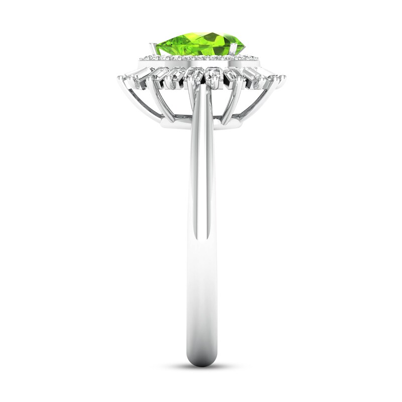 Peridot & White Lab-Created Sapphire Ring Sterling Silver