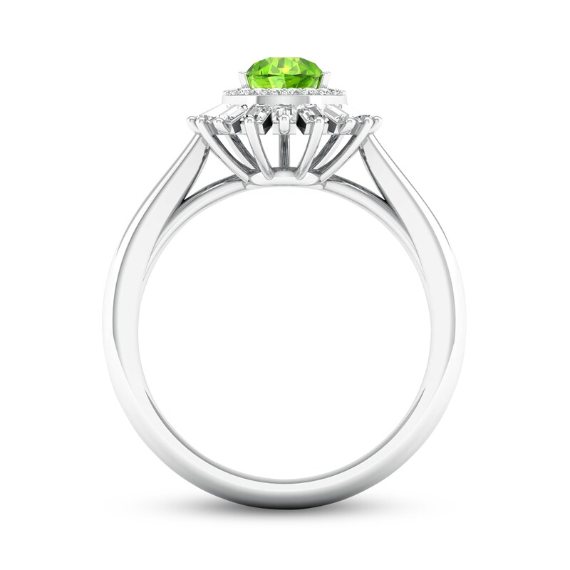 Peridot & White Lab-Created Sapphire Ring Sterling Silver
