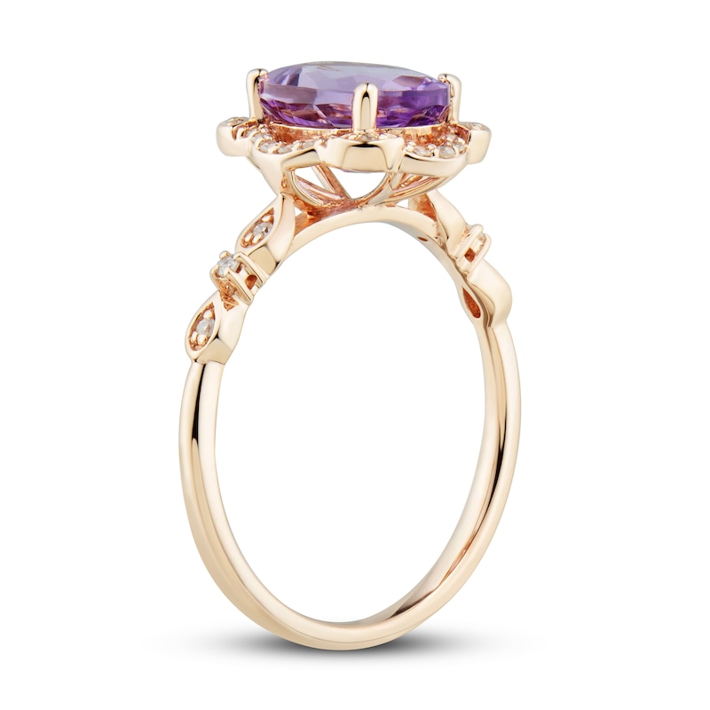 Amethyst Ring 1/8 ct tw Diamonds 10K Rose Gold