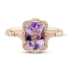 Amethyst Ring 1/8 ct tw Diamonds 10K Rose Gold