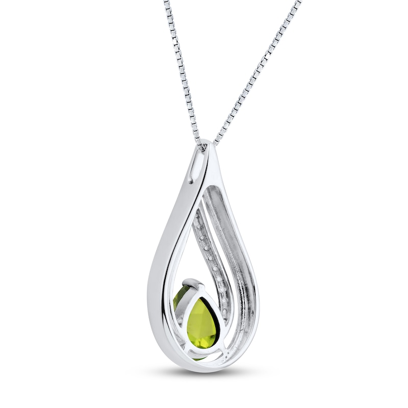 Peridot & White Lab-Created Sapphire Necklace Sterling Silver 18"