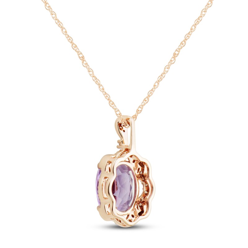 Main Image 3 of Amethyst Necklace 1/10 ct tw Diamonds 10K Rose Gold 18"