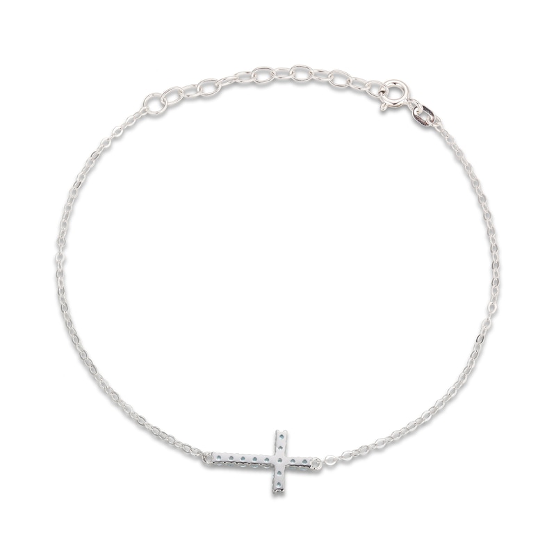 Main Image 3 of Swiss Blue Topaz Cross Bracelet Sterling Silver 7-8.5"