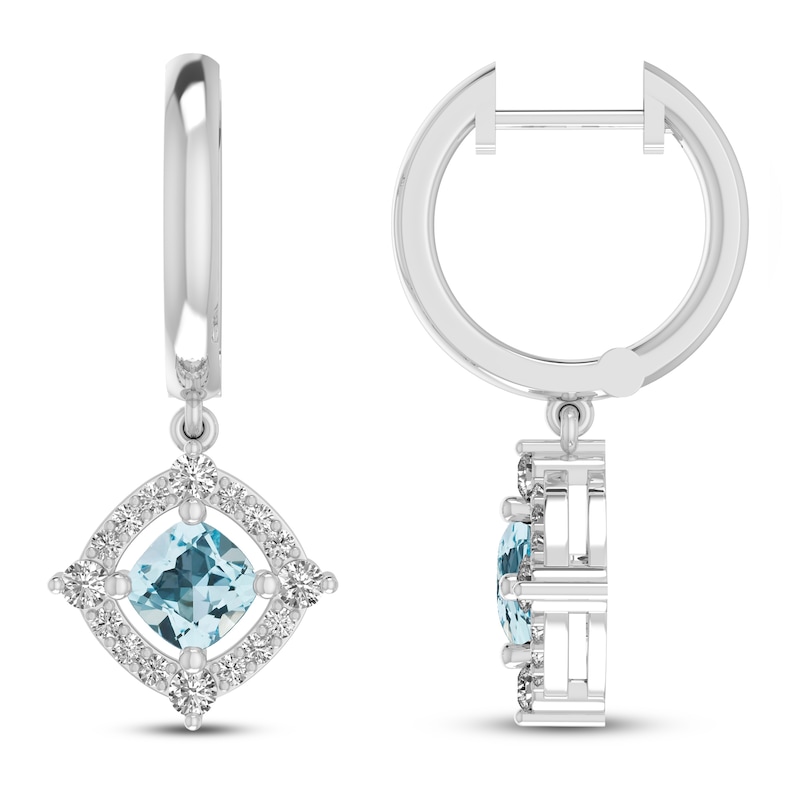 Main Image 1 of Blue Topaz & White Lab-Created Sapphire Earrings Sterling Silver