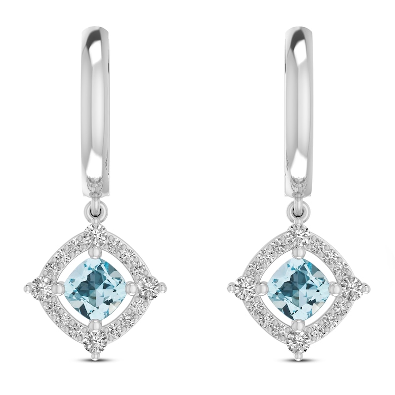 Main Image 2 of Blue Topaz & White Lab-Created Sapphire Earrings Sterling Silver