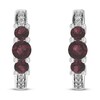 Thumbnail Image 2 of Garnet & White Lab-Created Sapphire Huggie Earrings Sterling Silver
