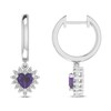 Amethyst & White Lab-Created Sapphire Heart Huggie-Dangle Earrings Sterling Silver