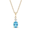 Thumbnail Image 1 of Swiss Blue Topaz & Diamond Necklace 1/20 ct tw Oval/Round-Cut 10K Yellow Gold 18"