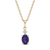 Thumbnail Image 1 of Amethyst & Diamond Necklace 1/20 ct tw Oval/Round-Cut 10K Yellow Gold 18"
