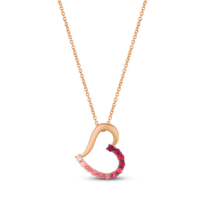 Main Image 1 of Le Vian Ombré Sapphire and Ruby Necklace 14K Strawberry Gold 18"