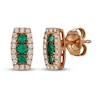 Le Vian Emerald Earrings 1/6 ct tw Diamonds 14K Strawberry Gold