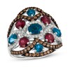 Le Vian Blue Topaz & Garnet Ring 3/4 ct tw Diamonds 14K Vanilla Gold