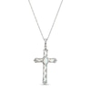 Thumbnail Image 1 of Lab-Created Opal & White Lab-Created Sapphire Cross Necklace Sterling Silver 18"