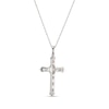 Thumbnail Image 3 of Lab-Created Opal & White Lab-Created Sapphire Cross Necklace Sterling Silver 18"