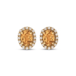 Le Vian Oval-Cut Yellow Morganite Stud Earrings 1/4 ct tw Diamonds 14K Honey Gold